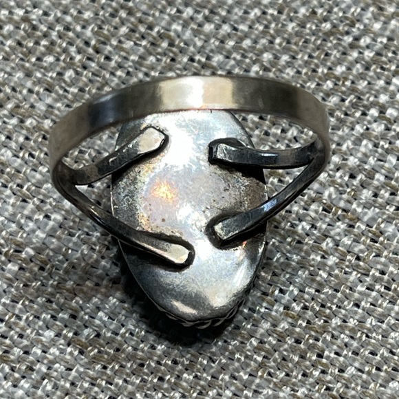 Vtg Signed 925 Sterling Silverer Inlay Multi Color Stone Ring Sz 9.75 - Picture 5 of 7